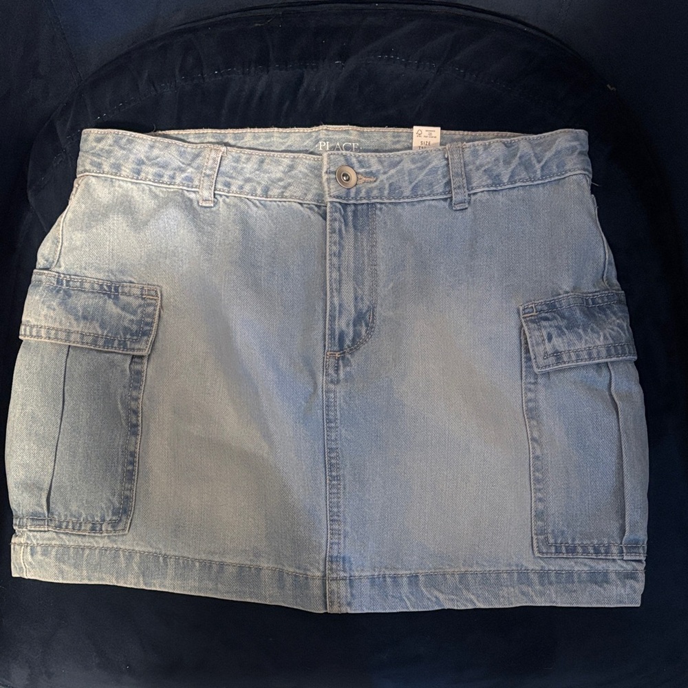 Denim Cargo Mini Skirt